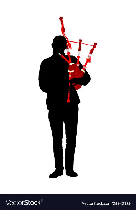 Bagpiper Musician Play Bagpipe Silhouette Isolated