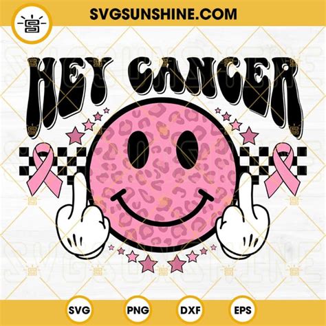 Fuck Cancer SVG Breast Cancer Awareness SVG Leopard Smiley Face SVG Retro Cancer SVG