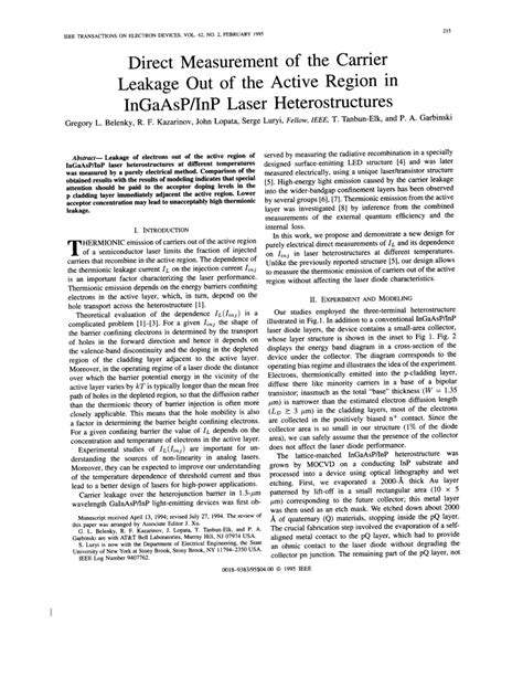 Pdf Direct Measurement Of The Carrier Leakage Out Of The Active