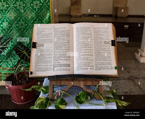 An Open Bible In The Book Of Psalms With A Blurred Background