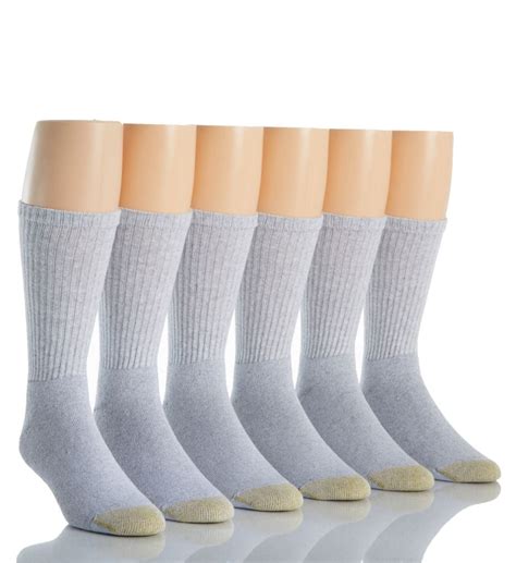 Gold Toe Mens Athletic Full Cushion Cotton Crew Socks 6 Pack Sport Gray