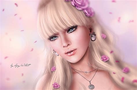 Woman Illustration Girl Face Portrait Roses Blonde HD Wallpaper Wallpaperbetter