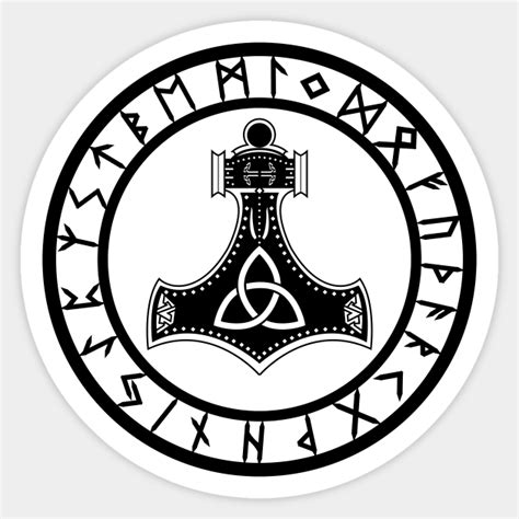 Mjolnir Rune Circle Norse Sticker Teepublic