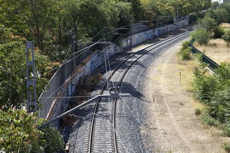 Madrid, Spain; August 10 2021: Train Tracks with Graffiti Mural ...