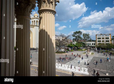 Elevated View Of Th Plaza Gerardo Barrios Also Known As The Civic Plaza From The National