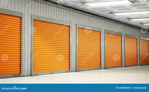 Self Storage Units With Closed Doors 3d Illustration Stock