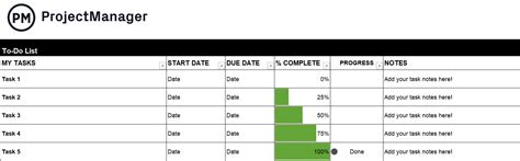 To Do List Template For Excel Free Download — Projectmanager