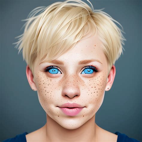 A Woman With Short Blonde Hair Septum Ring Blue Eyes Portrait