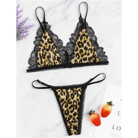 Sexy Hot Erotic Women Exotic Apparel Leopard Print Lingerie Sexy