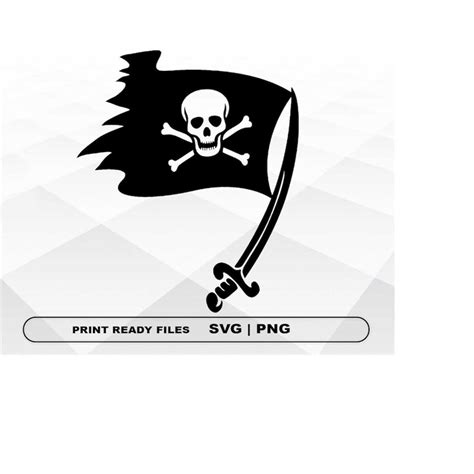 Pirate Flag SVG and PNG Files Clipart, Pirate Flag Print SVG - Inspire ...