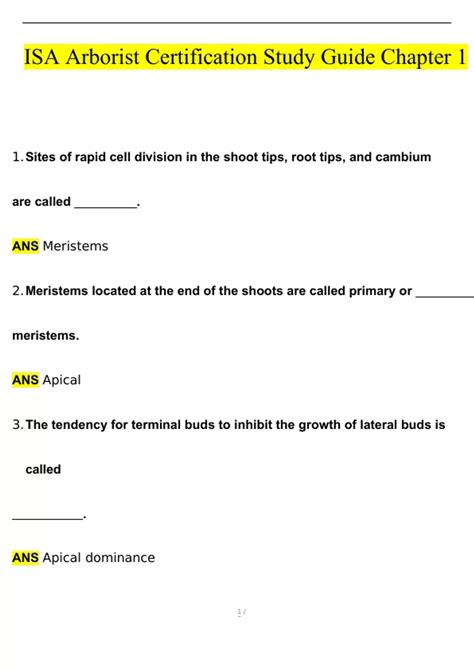 ISA Arborist Certification Study Guide Chapter 1 Latest 2024 Rated A