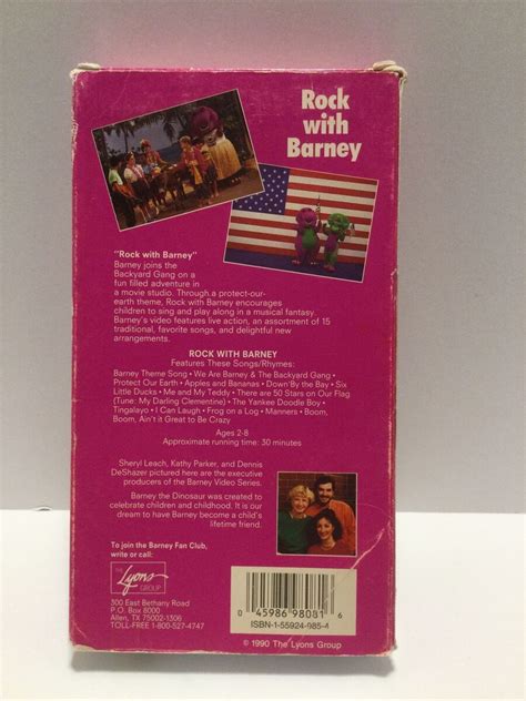 Barney And The Backyard Gang Rock With Barney Vhs