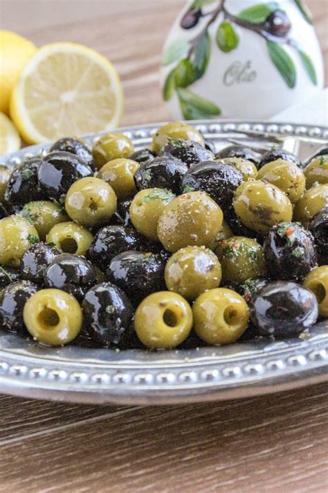 Garlic And Herb Marinated Olives Recipe Marinated Olives Olive