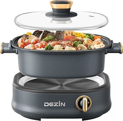Amazon Dezin Hot Pot Electric With Divider L Double Flavor Shabu Shabu Pot Dual Sided