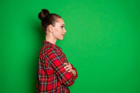 Premium Photo Profile Side View Portrait Of Her She Nice Attractive Pretty Calm Peaceful