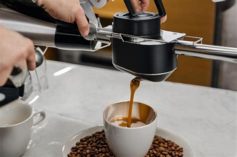 Automated Coffee Machine Pouring Fresh Hot Cup Premium AI Generated Image