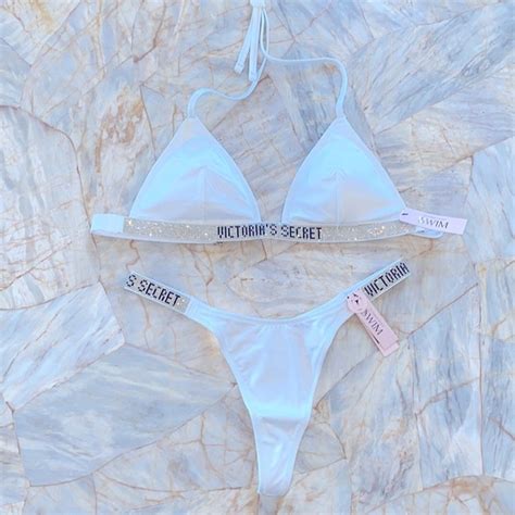 Victoria S Secret Swim Pc Set Vs Swim Shine Strap Triangle Bikini Top Panty Brazilian