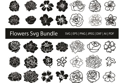 Flowers Bundle Svg Cut File Graphic By Meshaarts Creative Fabrica