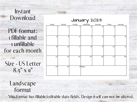 Editable Fillable Typeable 12 Month 2023 Calendars Full Year jan-dec ...