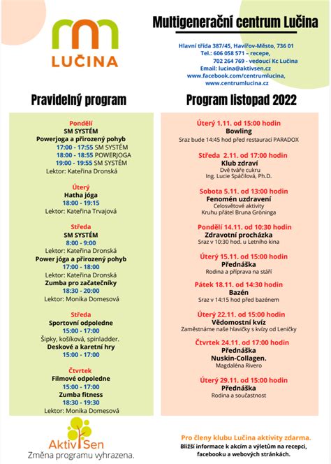 Program Na Listopad Centrumlucina