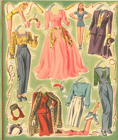 Vintage Uncut 1944 Cover Girls Paper Doll Merrill~org Sz~lasr