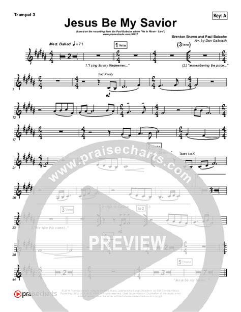 Jesus Be My Savior Trumpet Sheet Music PDF Paul Baloche PraiseCharts