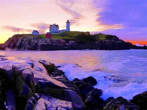 Sunrise at Nubble Lighthouse - York Beach, Maine