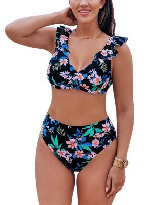 CUPSHE Women S Floral Print Bikini Top High Rise Bottoms Set For Large Bust Macy S