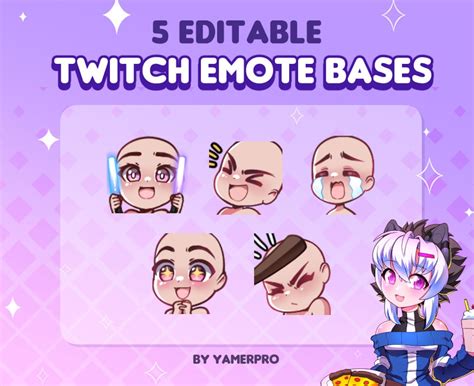 5 Diy Chibi Kawaii Twitch Emote Bases Pack Editable Psd File For