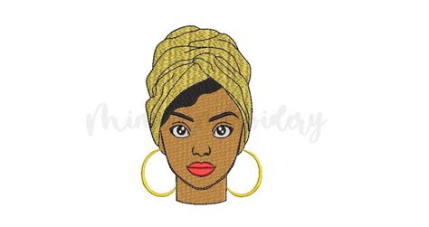 Afro Woman Face Embroidery Design Machine Embroidery Design Etsy