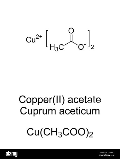 Copper(II) acetate, verdigris, chemical formula and structure Stock ...