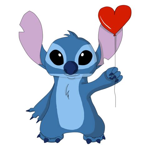 Stitch Holding Heart Balloon