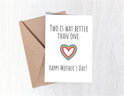 Two Is Way Better Than One Lesbian Mothers Day Card Lgbtq Mothers Day Card Card For Mother