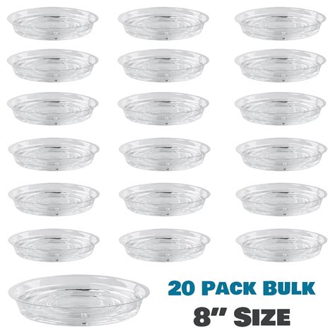 20 Pack Clear Plastic Plant Saucer With Water Drainage 8 Inch Drip