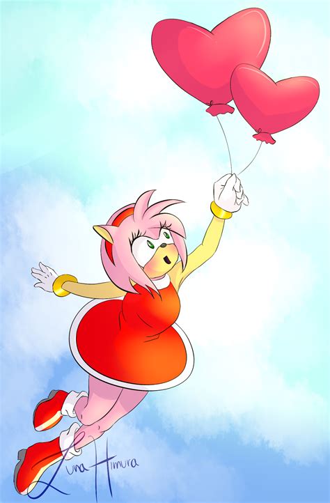 Amy Rose with heart balloons by LunaHimura on Newgrounds