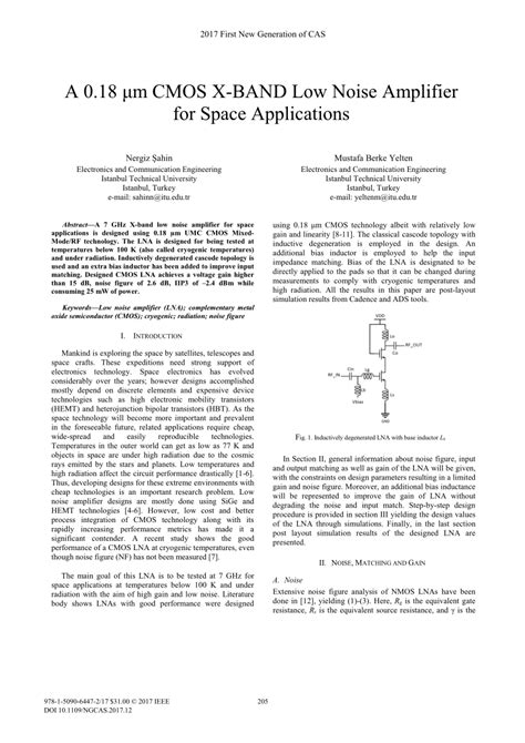 PDF A 0 18 μm CMOS X Band Low Noise Amplifier for Space Applications