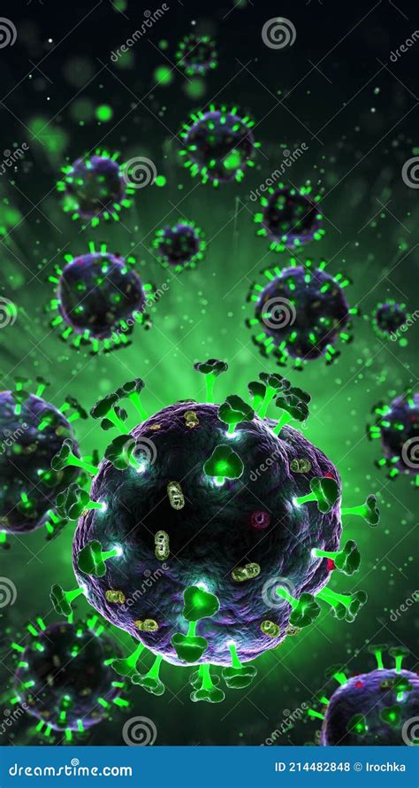 3d Render of Pathogenic Virus Organism or Bacteria Infecting and ... 