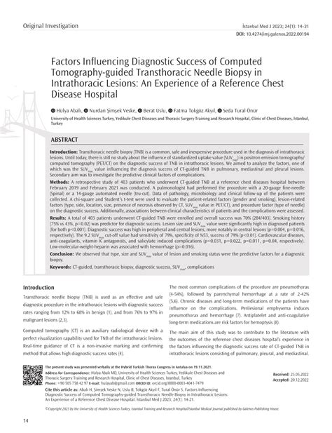 Pdf Factors Influencing Diagnostic Success Of Computed Tomography