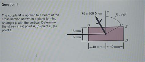 Solved The Couple M Is Applied To A Beam Of The Cross Chegg