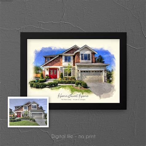 Custom House Portrait Home Painting From Photo Digital Etsy