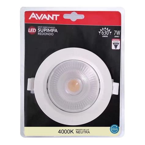 Kit 5 Spot Led Redondo 7w Branco Neutro 4000k Bivolt Morno No Shoptime