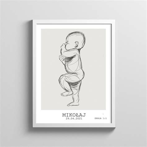 PLAKAT LINE ART SZKIC RAMKA METRYCZKA A4 21X30 11316236766 Allegro Pl