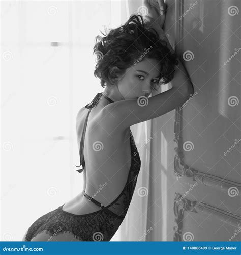 Beautiful Woman In Lingerie Pose In Home Interior Stock Image Image Of Glamour Adult 140866499