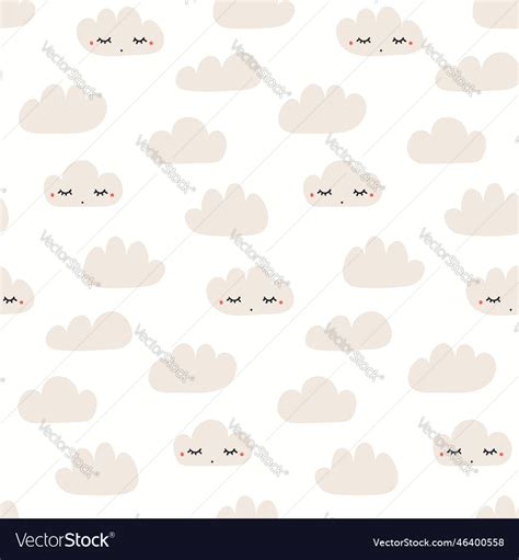 Clouds with cute faces seamless pattern Royalty Free Vector