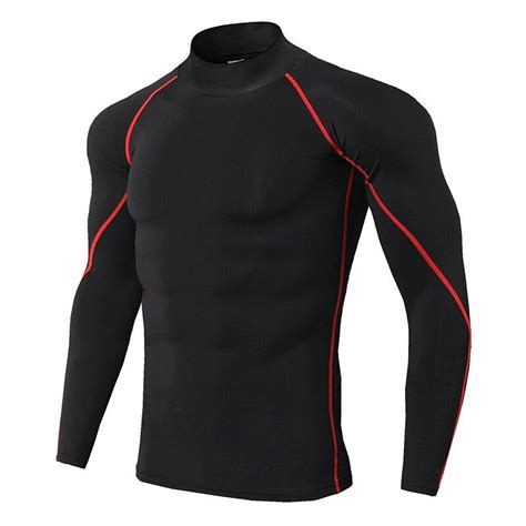 Arsuxeo Men S Compression Shirt Running Shirt Stripe Trim Reflective