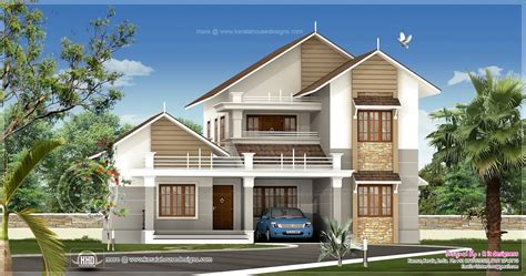 2539 Sq Ft Sloping Roof Villa Exterior Kerala Home Design And Floor