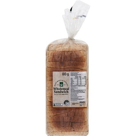 Woolworths Wholemeal Sandwich Sliced Bread Loaf 800g Woolworths