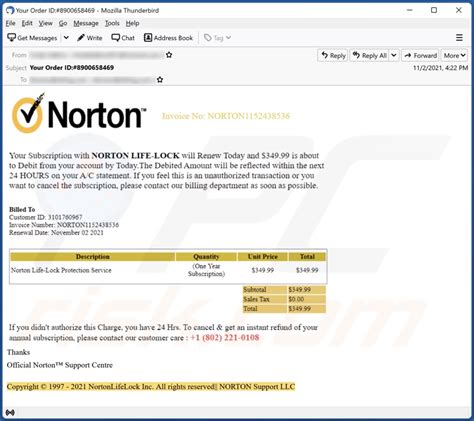 Norton Subscription Will Renew Today Email Scam Verwijdering En