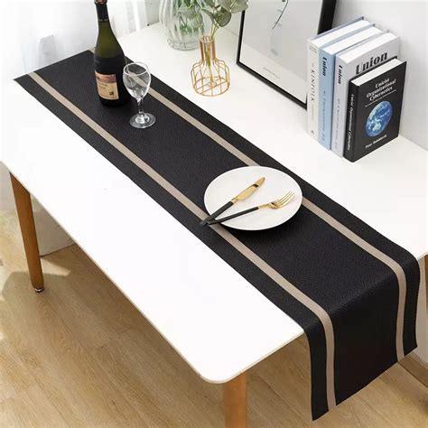 Jual Taplak Meja Panjang Table Runner Dekorasi Meja Simple PVC Hitam