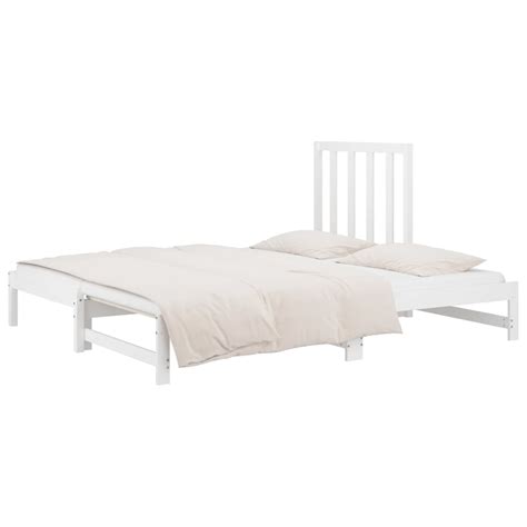 Vidaxl Pull Out Day Bed White X X Cm Solid Wood Pine Vidaxl Ie